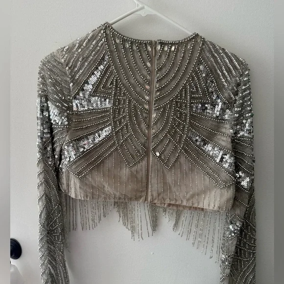 ASOS EDITION placement sequin and fringe top co-ord - Picture 5 of 7